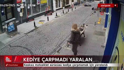 Eskişehir'de kasksız motosiklet sürücüsü kediye çarpmamak için yaralandı