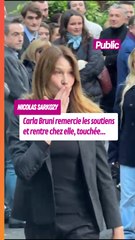 Carla Bruni remercie les soutiens et rentre chez elle, visiblement touchée