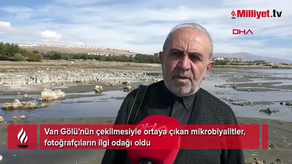 Van Gölü'nün çekilmesiyle ortaya çıkan mikrobiyalitlere fotoğrafçı ilgisi