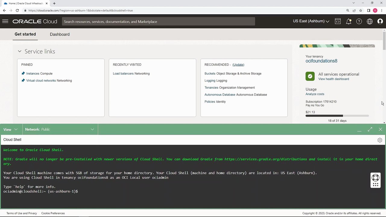 19. Demo: Getting Started with Cloud Shell - Oracle Cloud Infrastructure Foundations