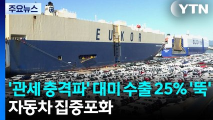 '관세 충격파' 대미 수출 25% '뚝'...자동차 집중포화 / YTN