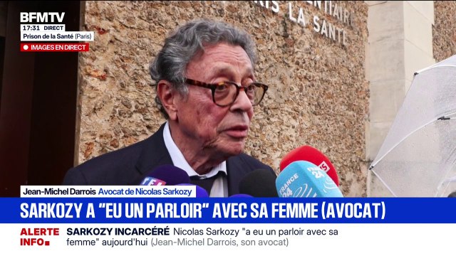 Il va tenir le coup et il ressortira combatif : Jean-Michel Darrois, avocat de Nicolas Sarkozy, a terminé son premier parloir avec son client