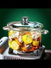 High Borosilicate Glass Soup Pot with Handle – Heat-Resistant Transparent Cooker for Soup, Congee & Pasta | Oven & Stove Safe Glass Pot for Home & Restaurant UseVisit Website Wiloria com, Link in bio