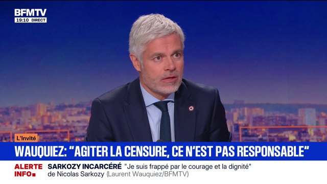 Laurent Wauquiez, président du groupe (Droite républicaine), déclare qu'il souhaite toujours un rassemblement de la droite, sans le RN