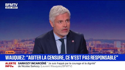 Laurent Wauquiez, président du groupe (Droite républicaine), déclare qu'il souhaite toujours "un rassemblement de la droite, sans le RN"