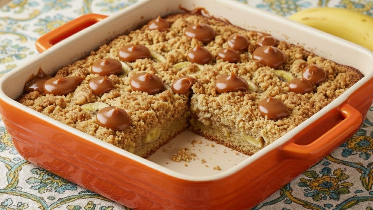 Cuca de banana com doce de leite - ED