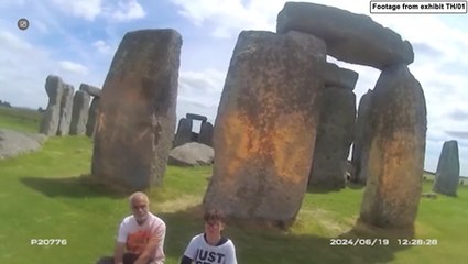 Footage shows moment Just Stop Oil protesters spray orange paint on Stonehenge, court hears