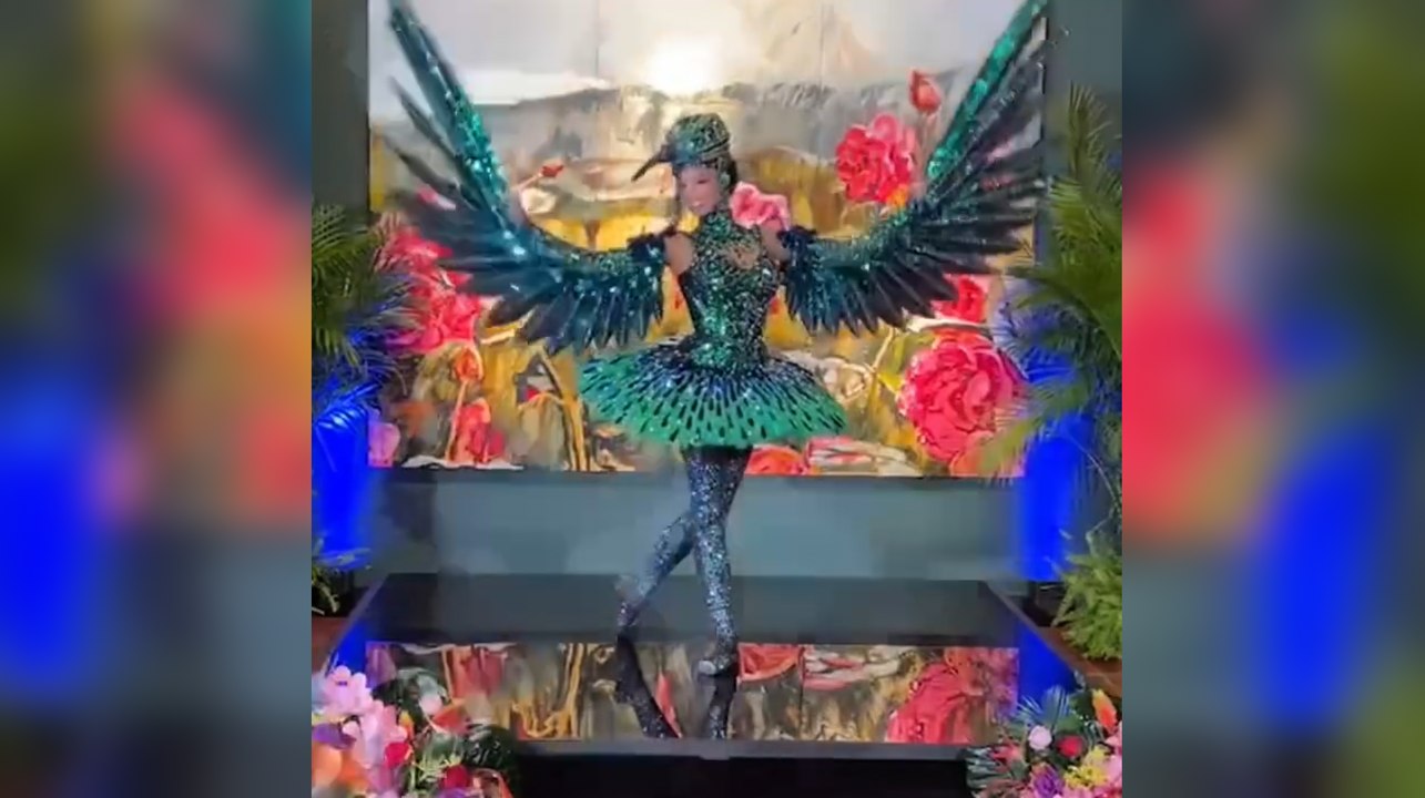 Miss Puerto Rico 2025 presenta su traje típico inspirado en ave zumbador