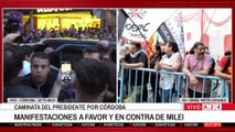 Milei realiza una caminata en Córdoba