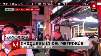 En la GAM, Metrobús de la línea 7 choca contra un automóvil; hay ocho personas heridas