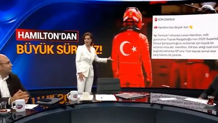 F1 pilotu Hamilton Türk bayraklı tulumla yarışacak” paylaşımı yapıldı; Özlem Gürses gerçek sanıp ekrana taşıdı