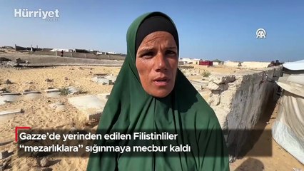 Gazze'de yerinden edilen Filistinliler "mezarlıklara" sığınmaya mecbur kaldı