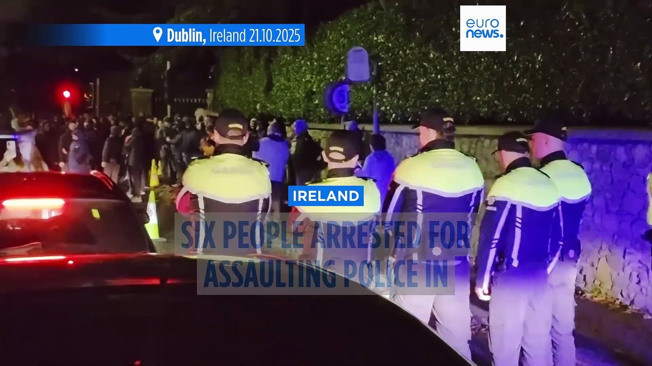 Six arrested after anti-immigrant protest in Dublin turns violent