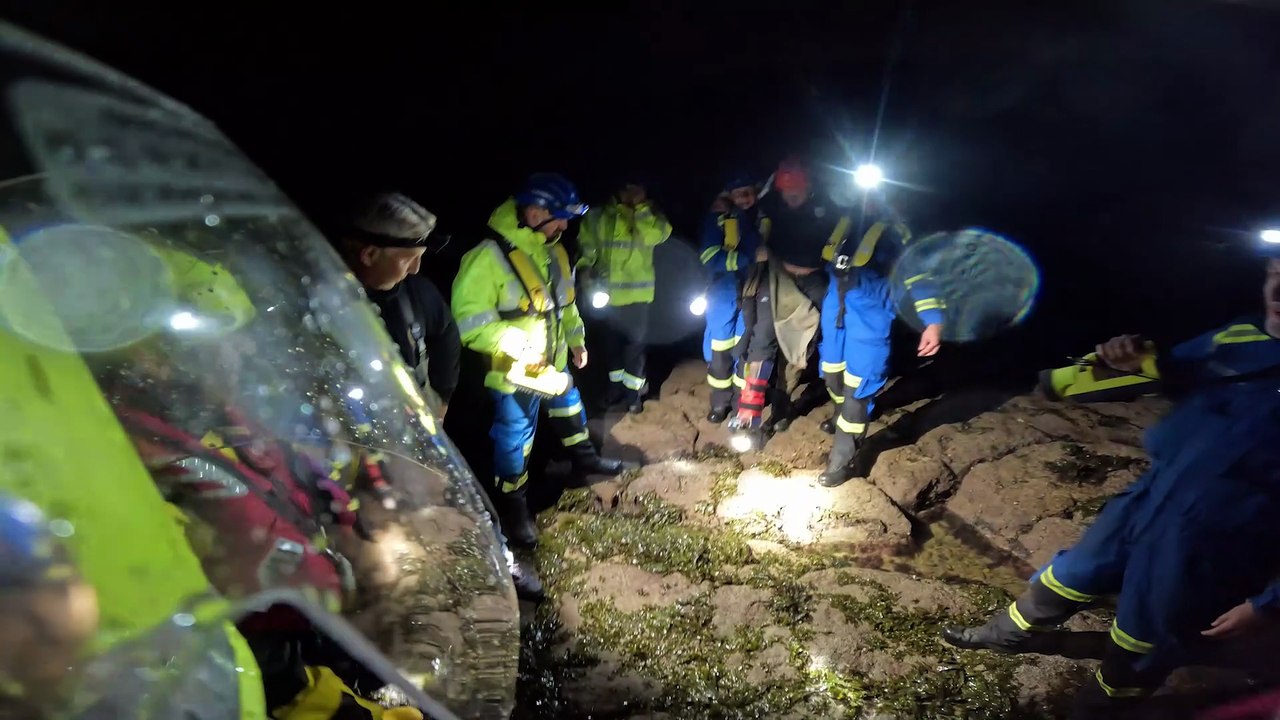 Watch as Scarborough RNLI rescues injured angler stranded on rocks at Holbeck