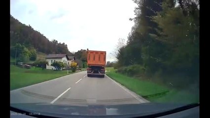 Cervo attraversa improvvisamente la strada fra camion e auto