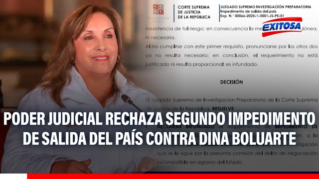 Poder Judicial rechaza segundo impedimento de salida del país contra Dina Boluarte