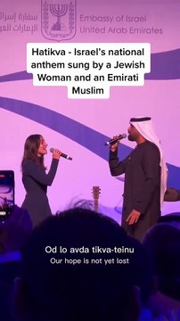 🇮🇱🇦🇪 A Moment of Change in the Middle East. It’s remarkable, Israeli national anthem Hatikvah sung in Abu Dhabi, by Jewish Israeli Nicole Raviv and Emirati Muslim Ahmad Alhusani.