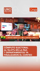 CÓMPUTO ELECTORAL AL 96,07% EN LA PAZ; 7 DEPARTAMENTOS YA FINALIZARON EL CONTEO OFICIAL