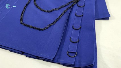 Modern Blue Gothic Utility Kilt with Silver Chains