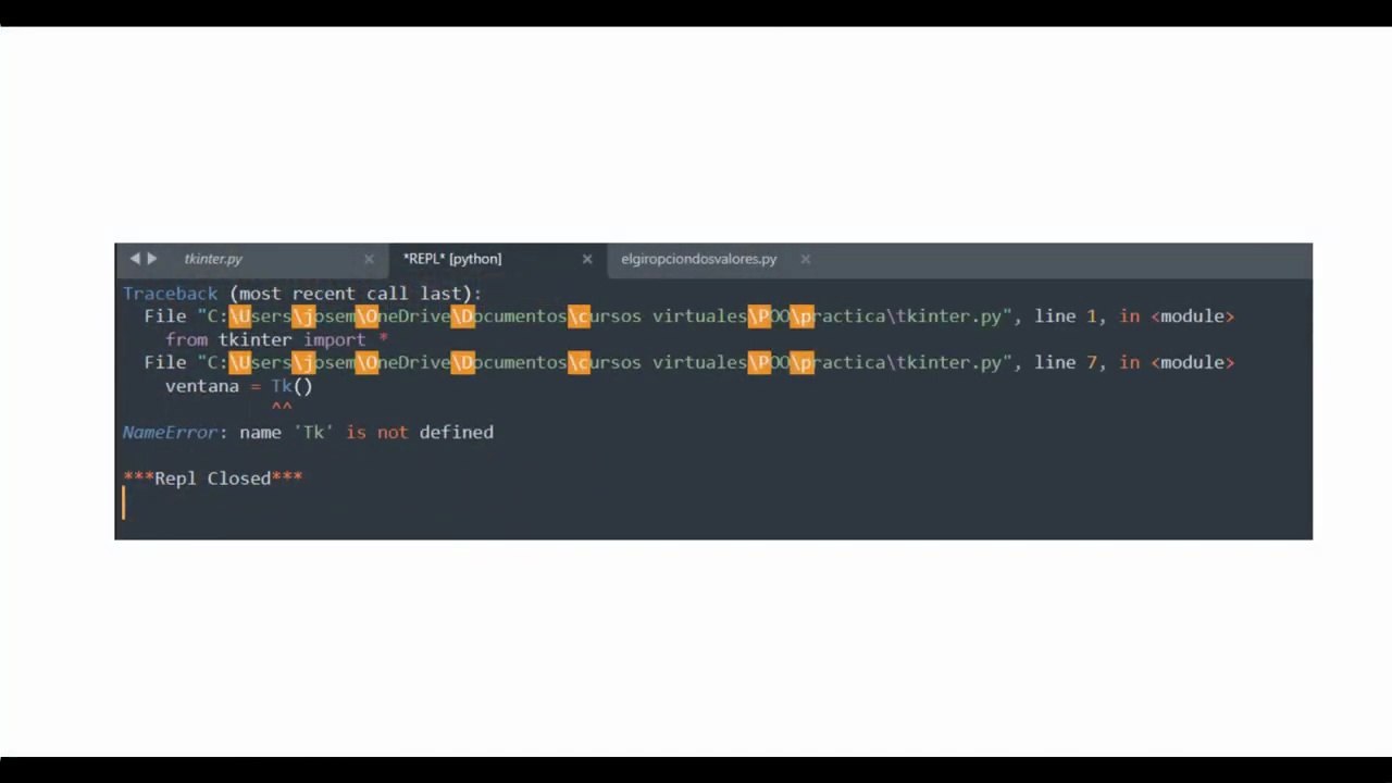 error con librería Tk en  PYTHON solución