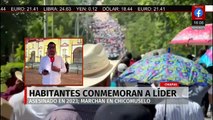 Marcha en Chicomuselo por el profesor Artemio, asesinado por la lucha contra el crimen organizado