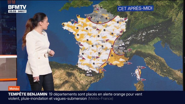 Des rafales de vent jusqu'à 120 km/h et des pluies soutenues avec le passage de la tempête Benjamin: la météo du 23 octobre