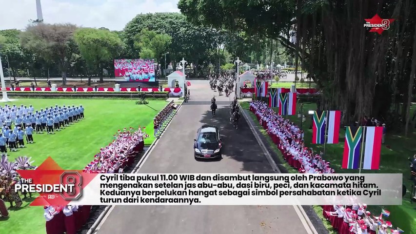 Pelukan Persahabatan Prabowo Sambut Kedatangan Presiden Afrika Selatan Ramaphosa di Indonesia