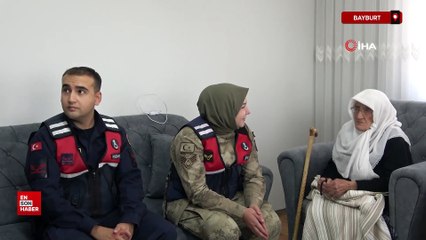Bayburt'ta  97 Yaşındaki Rabiye ninenin asker sevgisi: Biz Türk'üz onlar benim evladım