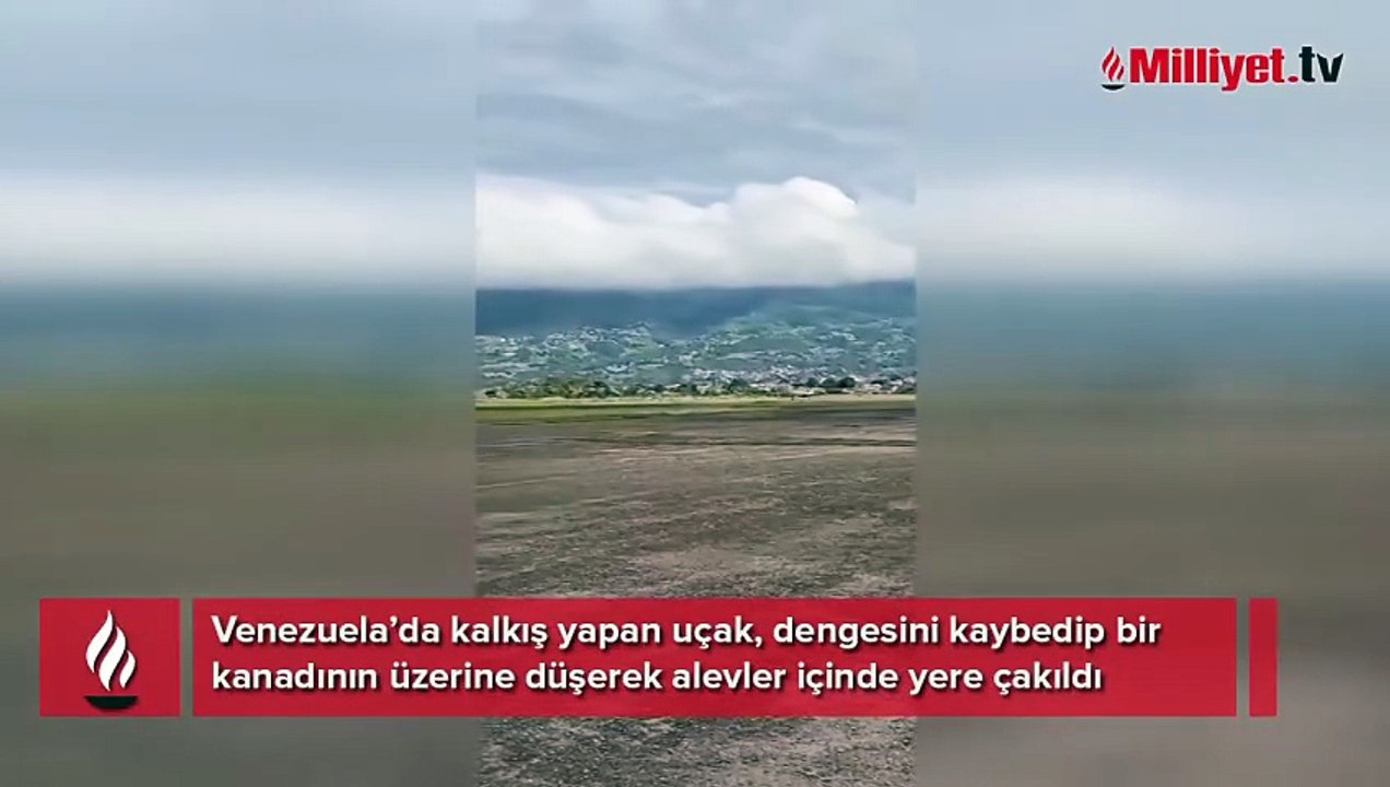 Venezuela'da kalkış yapan uçak piste çakıldı! Dehşet anları kameraya yansıdı