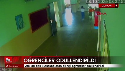 Erzincan'da atıkları atık kutusuna atan bilinçli öğrenciler ödüllendirildi