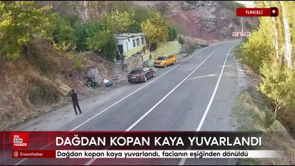 Tunceli-Erzincan karayoluna dağdan kopan kaya yuvarlandı