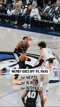 🌟 Match de folie dans la nuit !Les San Antonio Spurs ont dominé 125-92 les Dallas Mavericks et toute l’attention va à Victor Wembanyama : 40 points + 15 rebonds + 3 contres + 1 interception !