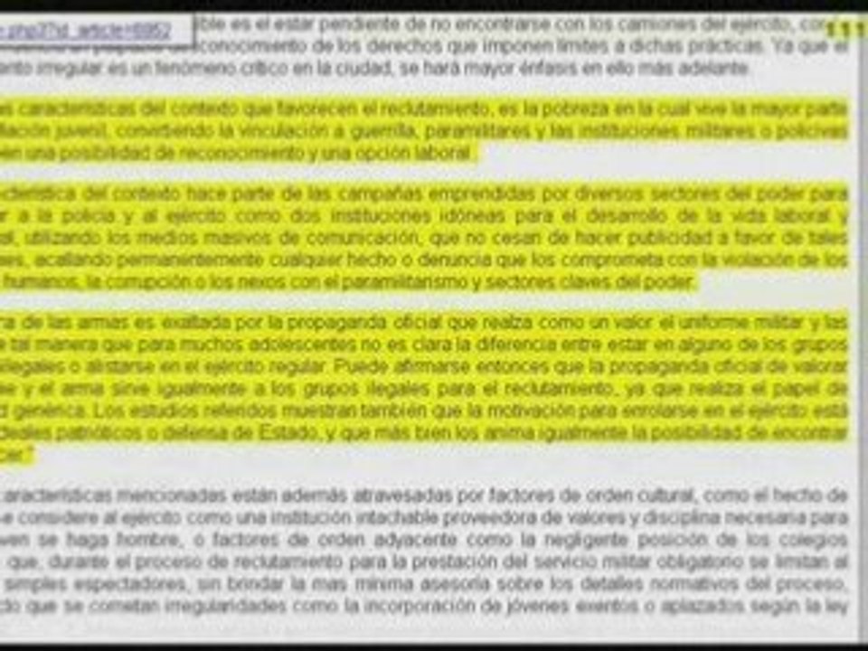 Sociedad, miltarismo y guerra. 1 Reclutamiento en Colombia