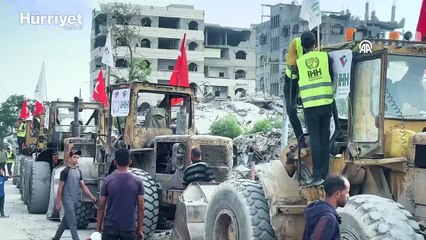 Gazze’de Türk bayrakları... İHH enkaz kaldırma ve temizlik çalışmalarına başladı