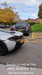 Bessie Watts, 92,and Betty Tynan, 82, arrive at The Belfry, Beighton, Sheffield in a Lamborghini and a McLaren