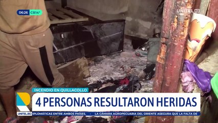 Cuatro personas heridas luego de que se incendiara la habitación de una vivienda en Quillacollo