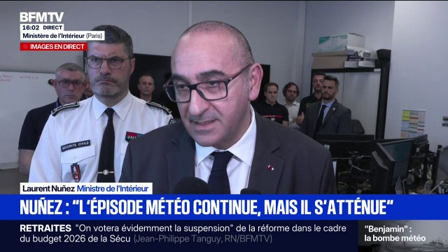 Tempête Benjamin: À ce stade, on déplore un blessé assez sérieusement, et six blessés légers , annonce Laurent Nuñez