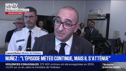 Tempête Benjamin: "Les choses s'améliorent, mais on reste vigilant, parce que l'épisode n'est pas terminé", affirme Laurent Nuñez