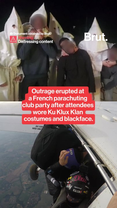 Outrage erupted at a French parachuting club party after attendees wore Ku Klux Klan costumes and blackface.