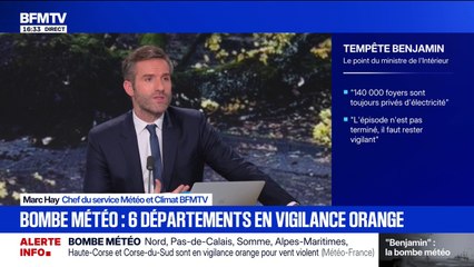 Tempête Benjamin: six départements placés en vigilance orange par Météo-France