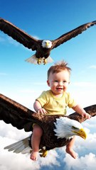 Baby fly with eagles on air