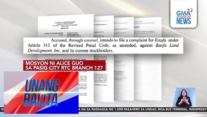 Alice Guo, hiniling sa Korte na pansamantala siyang palabasin sa Pasig City Jail para makapagsampa ng reklamong estafa vs. Baofu Land Dev't. sa Tarlac | Unang Balita