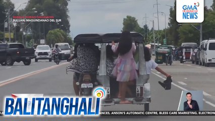 Paalala ng LTO - Bawal ang pagsabit sa likod ng umaandar ng tricycle na puno ng mga pasahero | Balitanghali