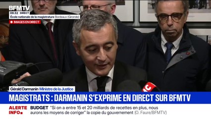 "Il y a sans doute des choses à réformer au ministère de la Justice", affirme Gérald Darmanin, en visite à l'École nationale de la magistrature