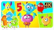 Five Little Monsters | Oh My Genius | Nursery Rhymes & Kids Songs in 4K UHD