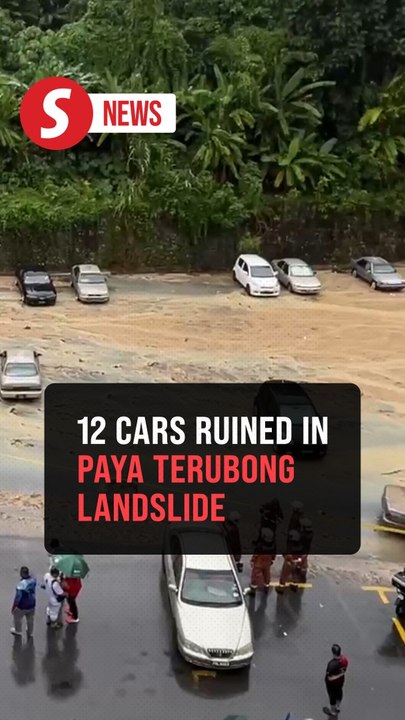 Rain-soaked hill collapses in Paya Terubong — 12 vehicles hit
