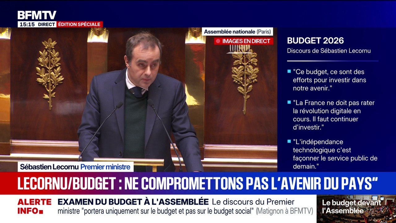 Sébastien Lecornu: "Ce projet de budget n'est qu'un projet (...) et à la fin, il devra protéger l'essentiel c'est-à-dire l'indépendance de la France pour que nos concitoyens puissent vivre mieux"