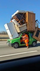 Unbelievable! This Tiny Vehicle Carrying a Whole House 😱🚗 #AmazingSkills"