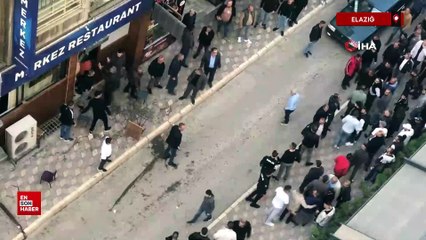 Elazığ'da iki grup arasında çıkan kavga masa ve sandalyeler havada uçtu