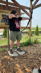 🎯 Slow motion focus — the arrow flies, bullseye, and the archer stands proud beside the bullseye. 🏹